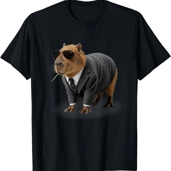 Teresa D Other - Funny Big Boss Capybara, Cool Sunglasses Water Pig Unisex T-Shirt .